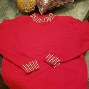 Eaton LAMBSWOOL & Angora Wool Red sweater Vintage